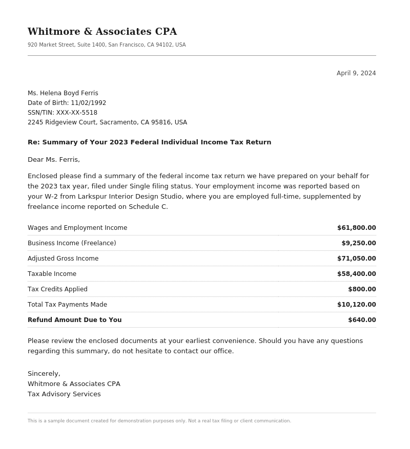 Sample Irs Tax Form document