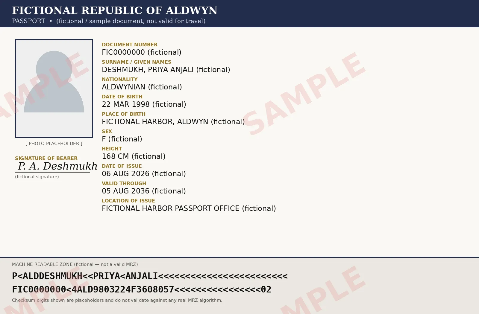 Sample Passport document